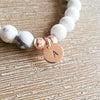 Howlite & Rose Gold beaded bracelet with Personalised Charm
