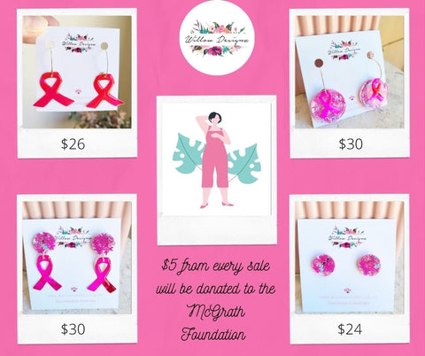 Handmade Breast Cancer Awareness Earrings