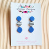 Handmade Multi Dangle Electric Blue and Stipe Earrings