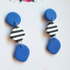 Handmade Multi Dangle Electric Blue and Stipe Earrings