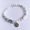 Matte White Howlite and faceted Lotus Jasper Bead bracelet