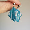 Handmade Teal Blue Marble Polymer Clay and Gold Ball Stud Dangle Earrings