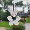 Handmade Translucent Flower Shape Hook Dangles with Fern Leaf Print