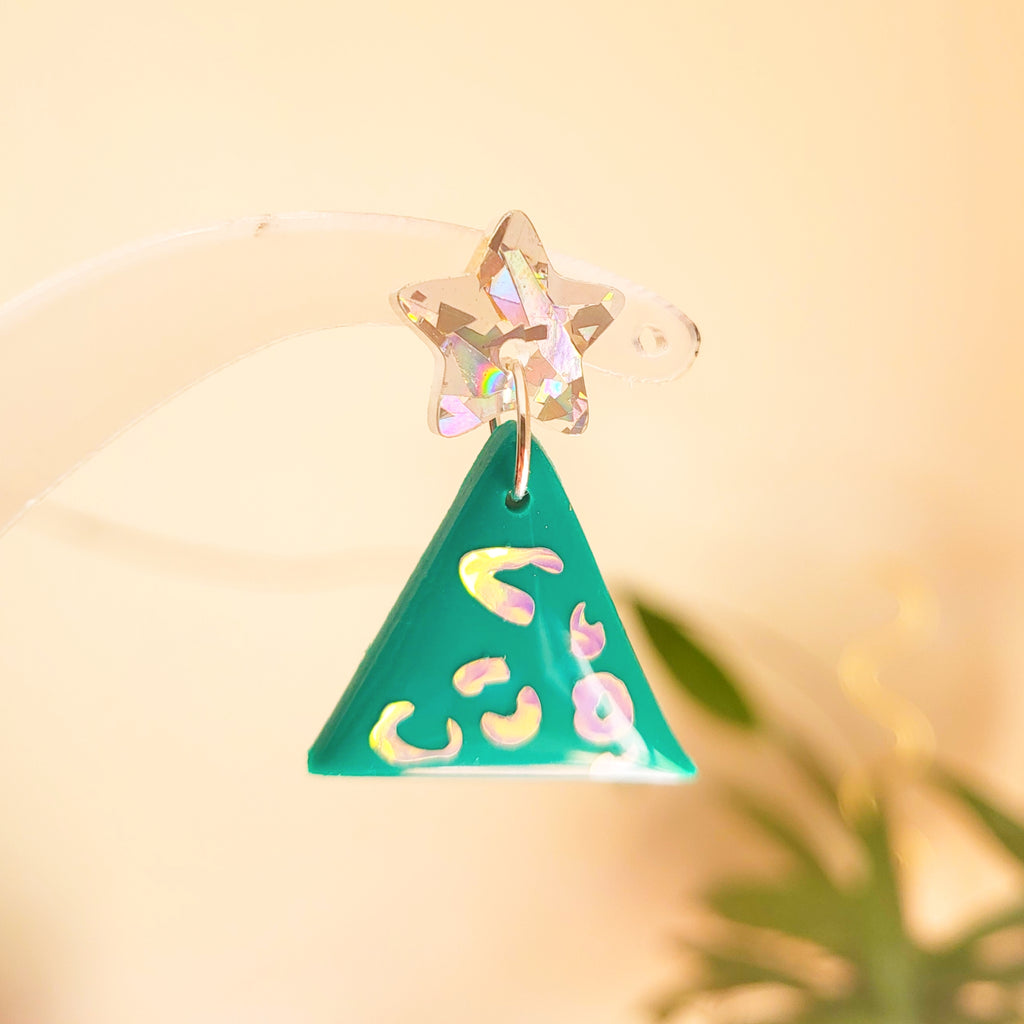 Dainty Leopard Print Christmas Trees, With Star Stud