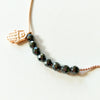 Handmade Unique Petite Rose Gold Hamsa Hand charm & Hematite beaded necklace