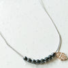 Handmade Unique Petite Rose Gold Hamsa Hand charm & Hematite beaded necklace