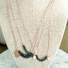 Handmade Unique Petite Rose Gold Hamsa Hand charm & Hematite beaded necklace