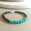 Handmade Turquoise & Matte Black, faceted Onyx Gemstone beaded bracelet