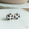 Blush Pink Animal Print Fabric Covered Button Stud Earrings