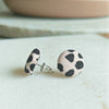 Blush Pink Animal Print Fabric Covered Button Stud Earrings