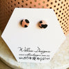 Dusty Pink Leopard Print Fabric Covered Button Stud Earrings