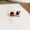 Dusty Pink Leopard Print Fabric Covered Button Stud Earrings