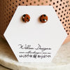 Spotty Mocha, Fabric Covered Button Earrings
