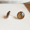 Glass Cheetah Print and Stainless Steel Stud earrings