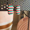 Handmade Stripy Christmas Inspired Oval Stud Polymer Clay Earrings