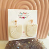 Handmade Pearl Polymer Clay and Rose Gold Stud Dangle Earrings