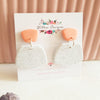 Handmade Peach and White Granite Polymer Clay Dangle Earrings
