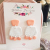 Handmade Peach and White Granite Polymer Clay Dangle Earrings