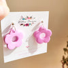 Handmade Pink Polymer Clay Daisy Dangles- You choose