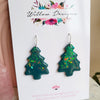 Handmade Sparkly Forest Green Christmas Tree Dangle Earrings